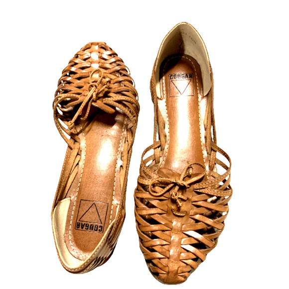 Cougar Shoes - Cougar Tan Weaved Pointed Sandals